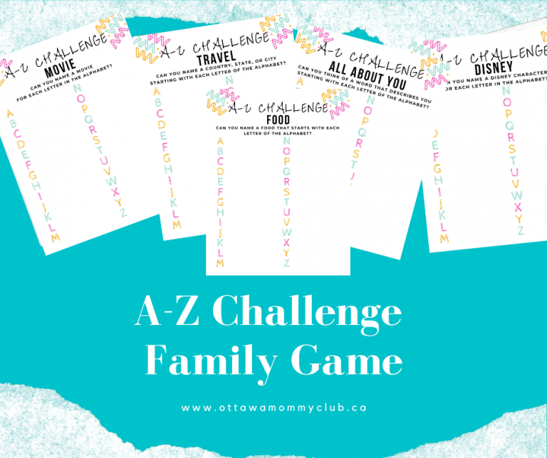 A-Z Challenge Family Game with Printable