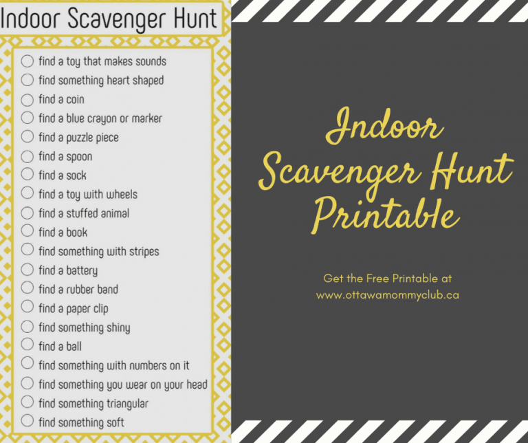 Indoor Scavenger Hunt Printable