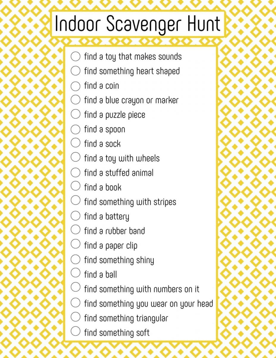 Indoor Scavenger Hunt Printable Ottawa Mommy Club