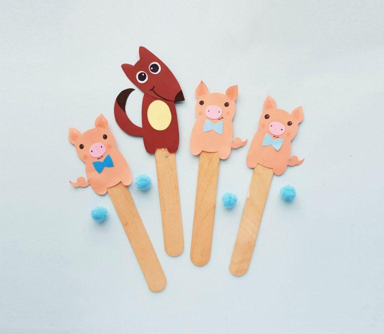 Three Little Pigs Story Puppets Craft With Printable Template