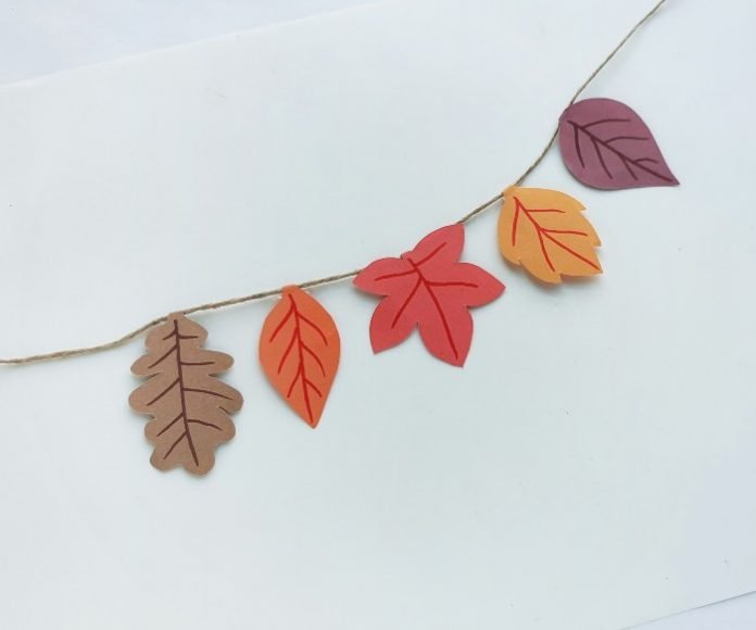 DIY Fall Paper Leaf Garland With a Free Leaves Printable Template