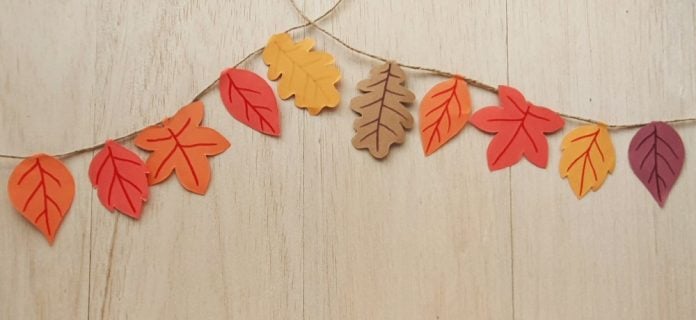 DIY Fall Paper Leaf Garland With a Free Leaves Printable Template
